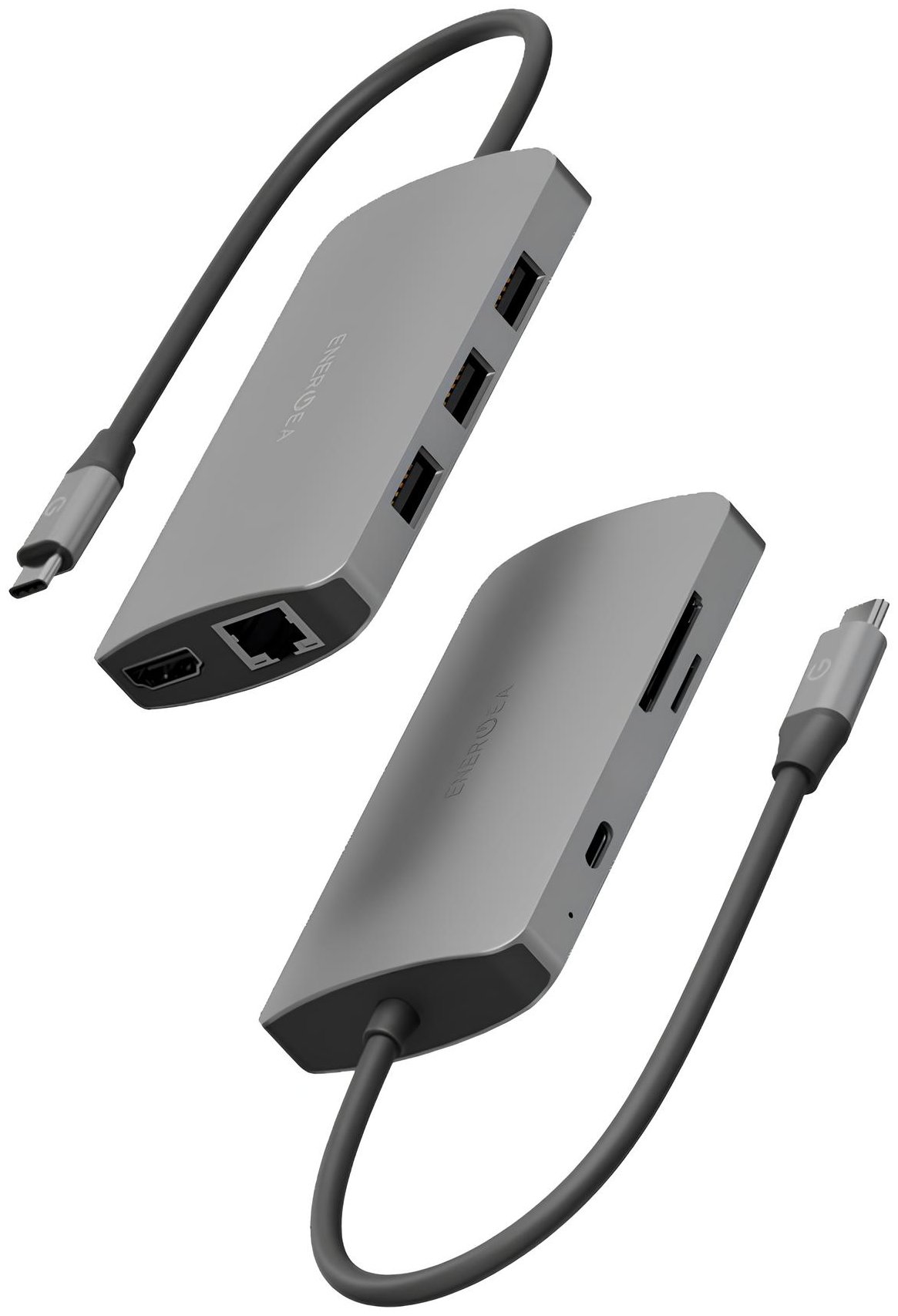USB-разветвитель EnergEA AluHUB HD PRO 2 8 in 1 Superspeed Aluminium USB-C 100W Gunmetal