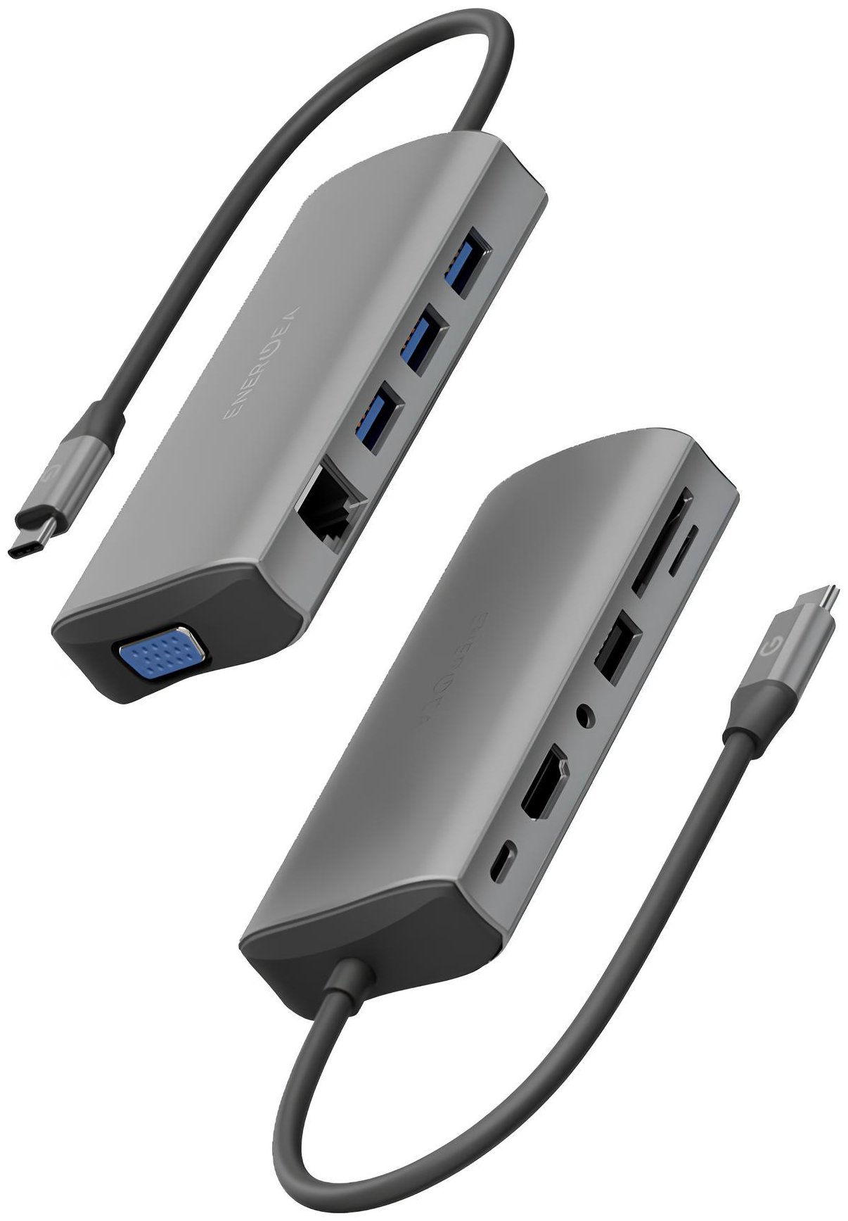 USB-разветвитель EnergEA AluHUB Max 11 in 1 Superspeed Aluminium USB-C 100W Gunmetal
