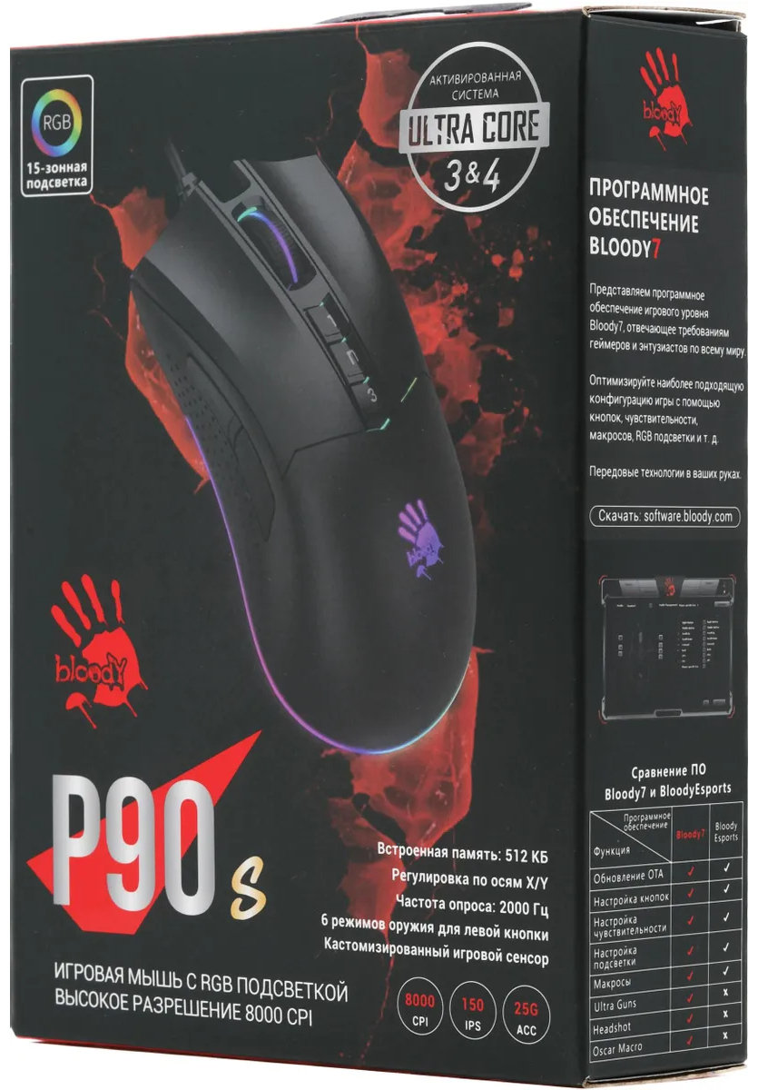 Проводная мышь A4Tech Bloody P90s черный