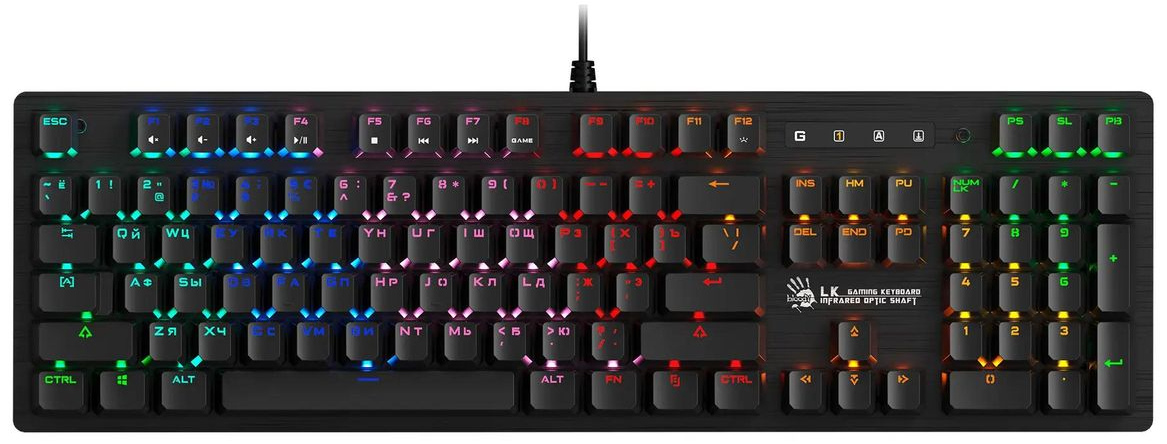 Клавиатура проводная A4Tech Bloody B820R Blue S черный