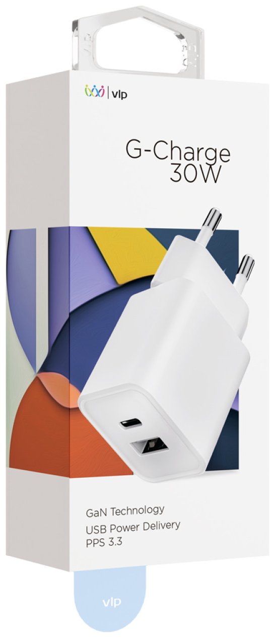 Адаптер питания VLP G-Charge 30W GaN (Type-A + Type-C) белый