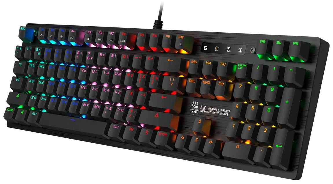 Клавиатура проводная A4Tech Bloody B820R Blue S черный